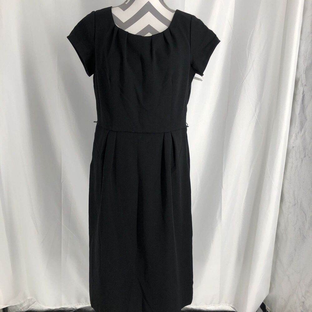 Merona Women’s Sheath Dress Black Cap Sleeves Pockets Knee Length Sz 12